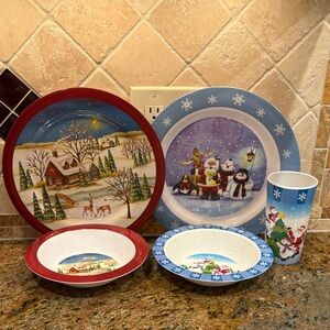 2 sets holiday melamine dishes